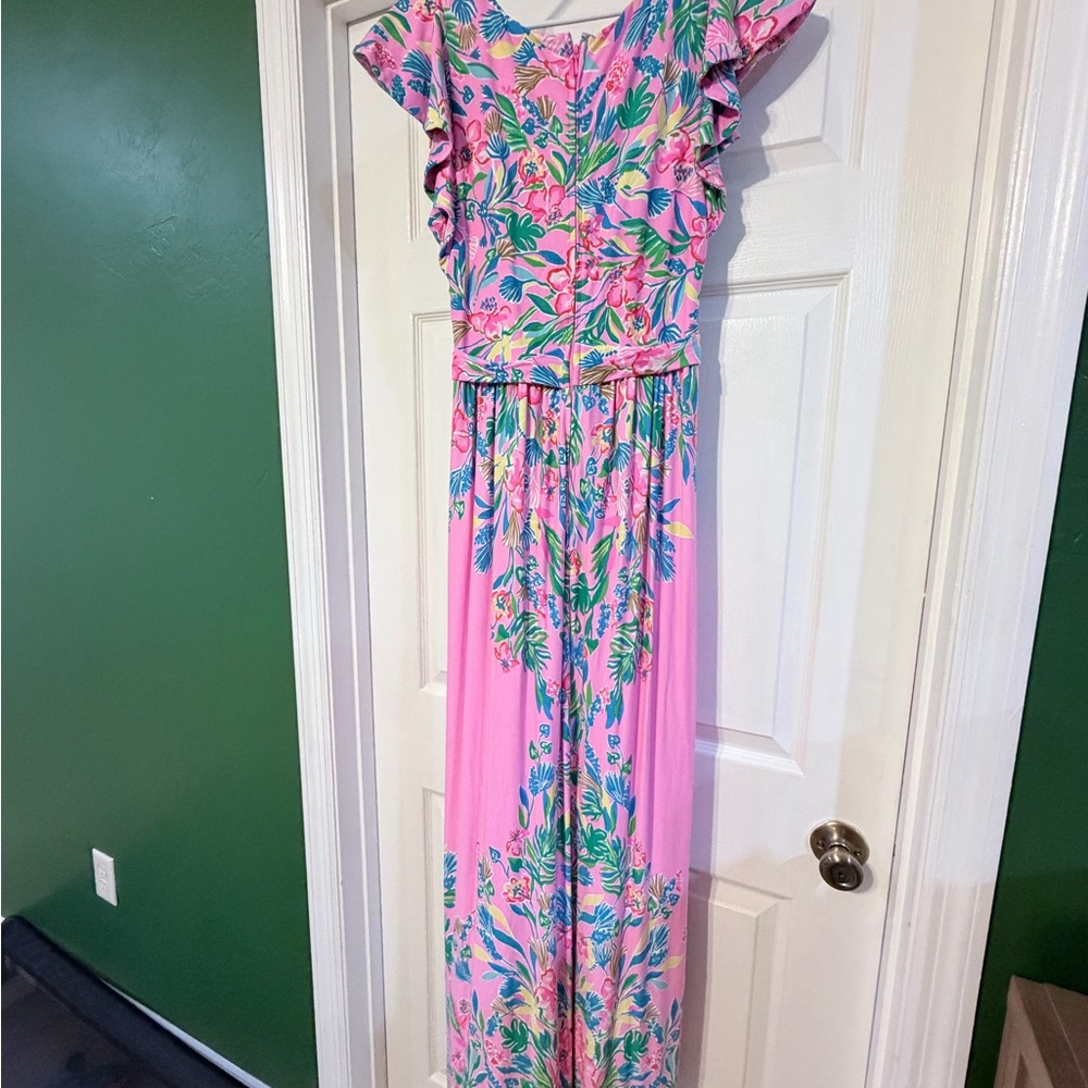 Pink and Green Floral Maxi Dress - Picture 4 of 5